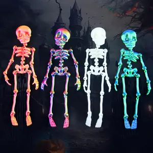 Skeleton Magnets for Fridge, Poseable Skeleton Fridge Magnet with Movable Joints, Mini Novelty Multi-Color Human Skull Magnetic Decoration, Funny Halloween Magnetic Figurine Decor for Refrigerato