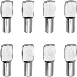 100 Pcs 5mm Spoon Shape Nickel Plated Shelf Pins Shelf Support Pegs for Bookshelves, Cabinets & Closet