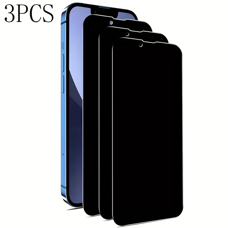 3pcs Smartphone Screen Protectors & Camera Casings Set for iPhone 16/16E/15/14/13 Plus/Pro Max, Spy-Proof, Full-Coverage Toughened Glass, Handheld Cellphone Devices Installation Kit