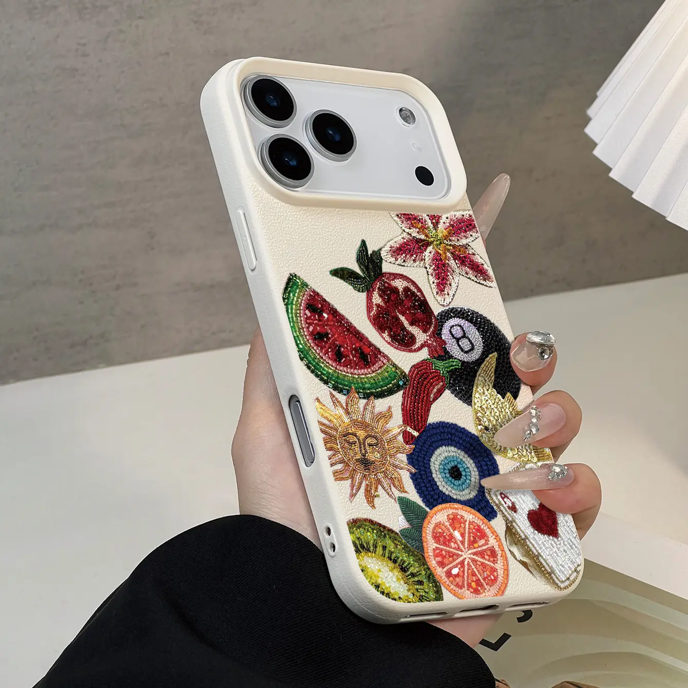 Soft TPU iPhone Case Accessories, Cute Beaded Fruit & Flower Collage Decor, Summer Protection for Various Models Including iPhone 17/17Pro/17ProMax/17Air/16/16Pro/16ProMax/16Plus/15/15Pro/15ProMax/14/14Plus/14ProMax/13/13ProMax/12Pro/12ProMax/11/11Pro, Cu