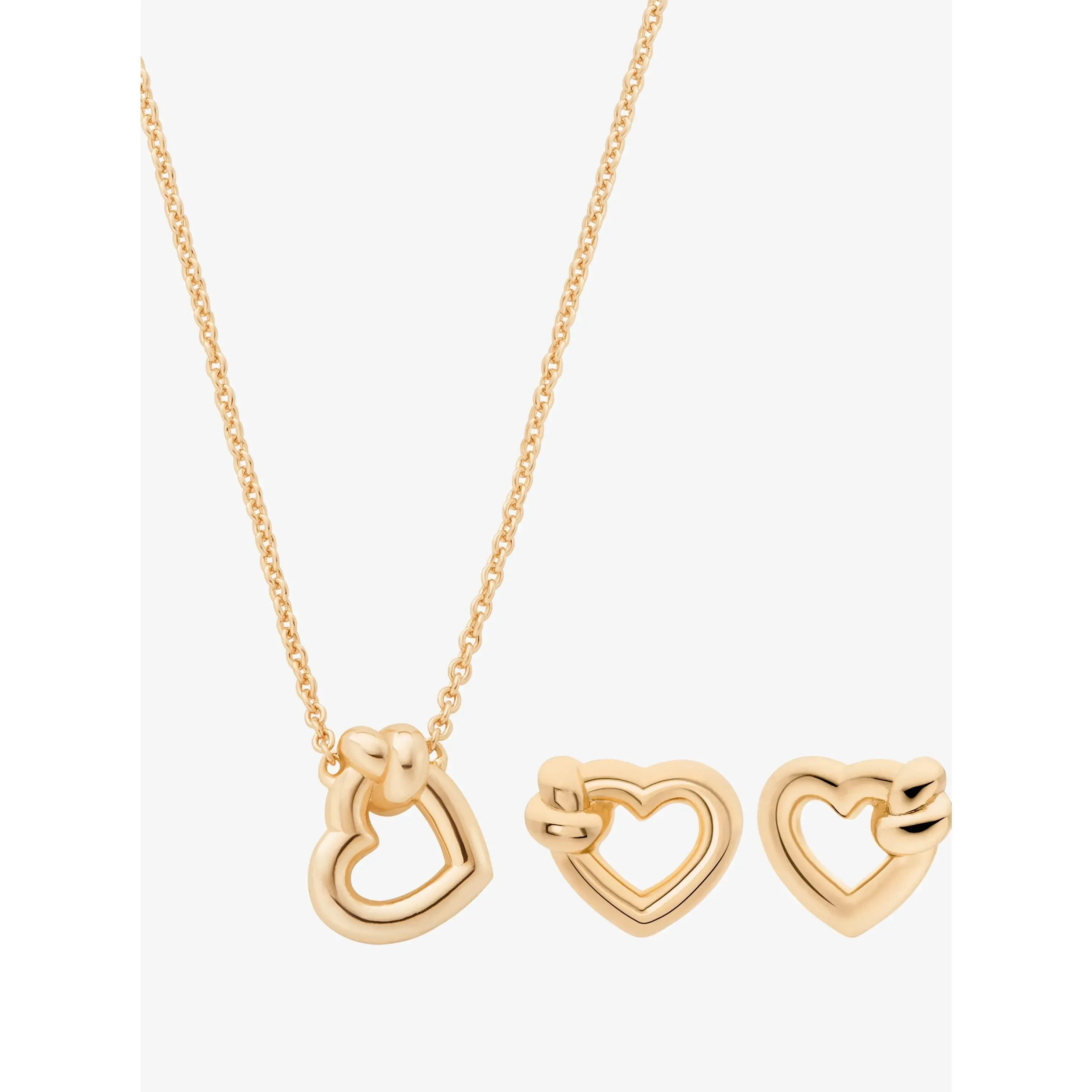Knotted Heart Necklace and Earrings Gift Set