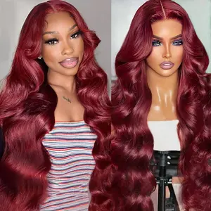 [30 inch only $118] Zlzlblbl 13x6 99J Burgundy Lace Front Wigs Human Hair Body Wave HD Lace Front Wig Human Hair Wine Red Pre Plucked With Baby Hair 200% Density Frontal Lace Wigs Glueless Hd Wigs