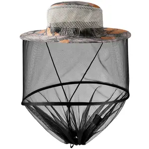 Beekeeping Hat with Veil, Bee Hat with High Visibility Veil Outdoor, Mosquito Head Net Garden Bug Hat with Hidden Net Mesh for Outdoor Gardening Beekeeping