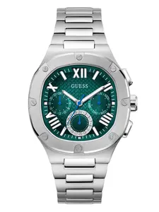 GUESS Male Silver-Tone Square Multifunction Watch