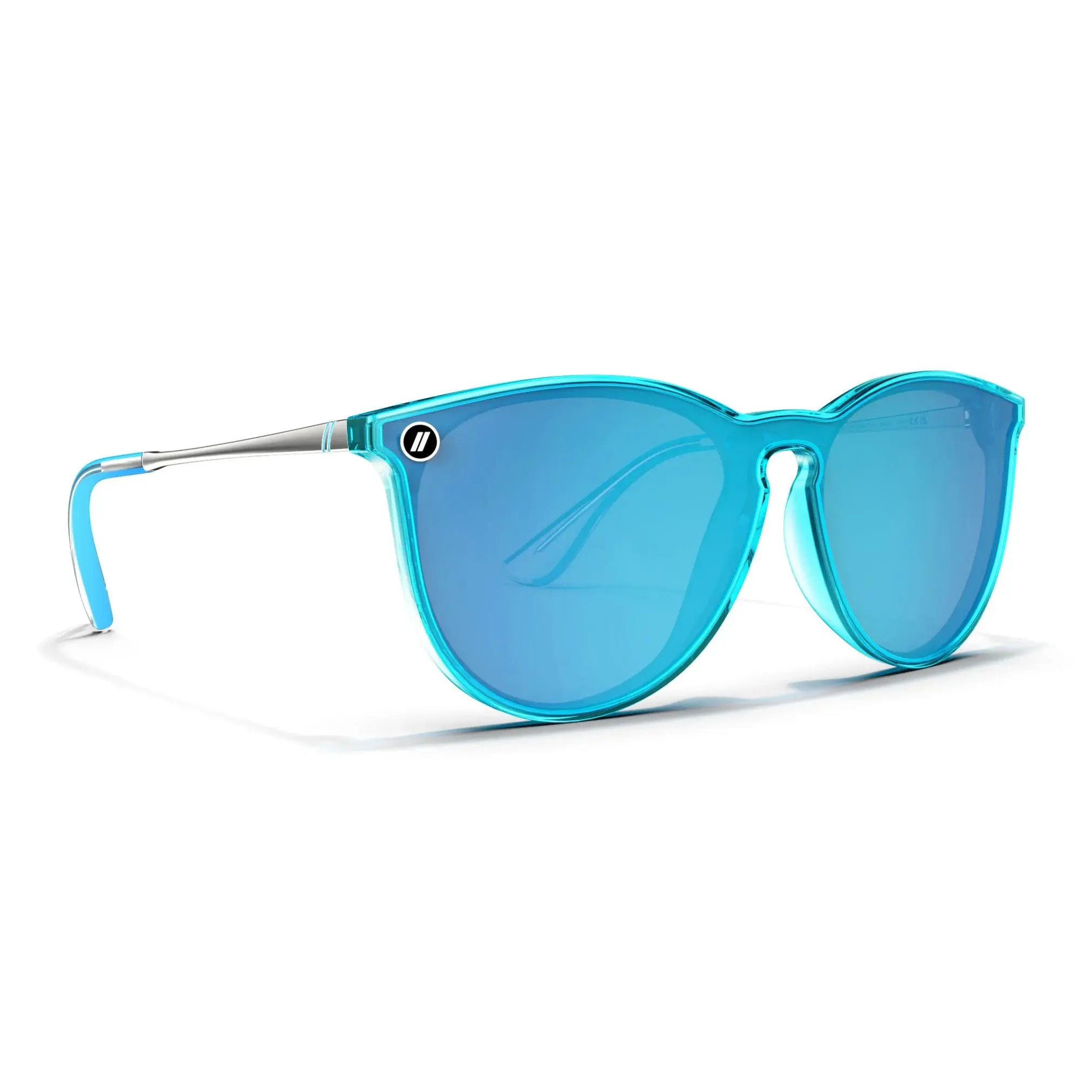 Blenders Neon Dreamer Polarized Sunglasses – Crystal Electric Blue Frame, Blue Mirrored PureBlend Lenses, 100% UV Protection, Medium-Large Fit