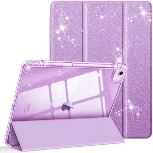 Fintie Glittery Case for iPad Air 13-inch (M3/M2, 2025/2024) w/Crystal Clear Back and Pencil Holder, Lightweight Protection Cover for iPad Air 13"