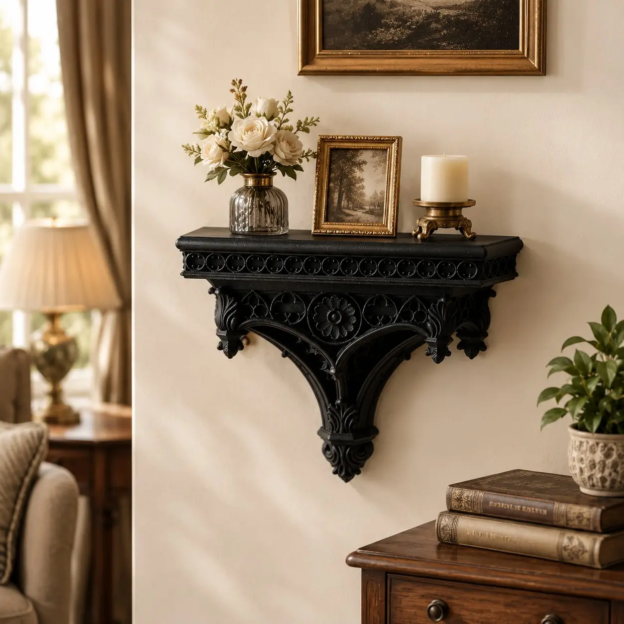 Baroque Wall-Mounted Shelf Rack, Vintage Carved Floating Wall Mount, Wall Mount Design, Multi-Purpose Decorative Display Stand, Home Décor Gift, Shelf For Wall