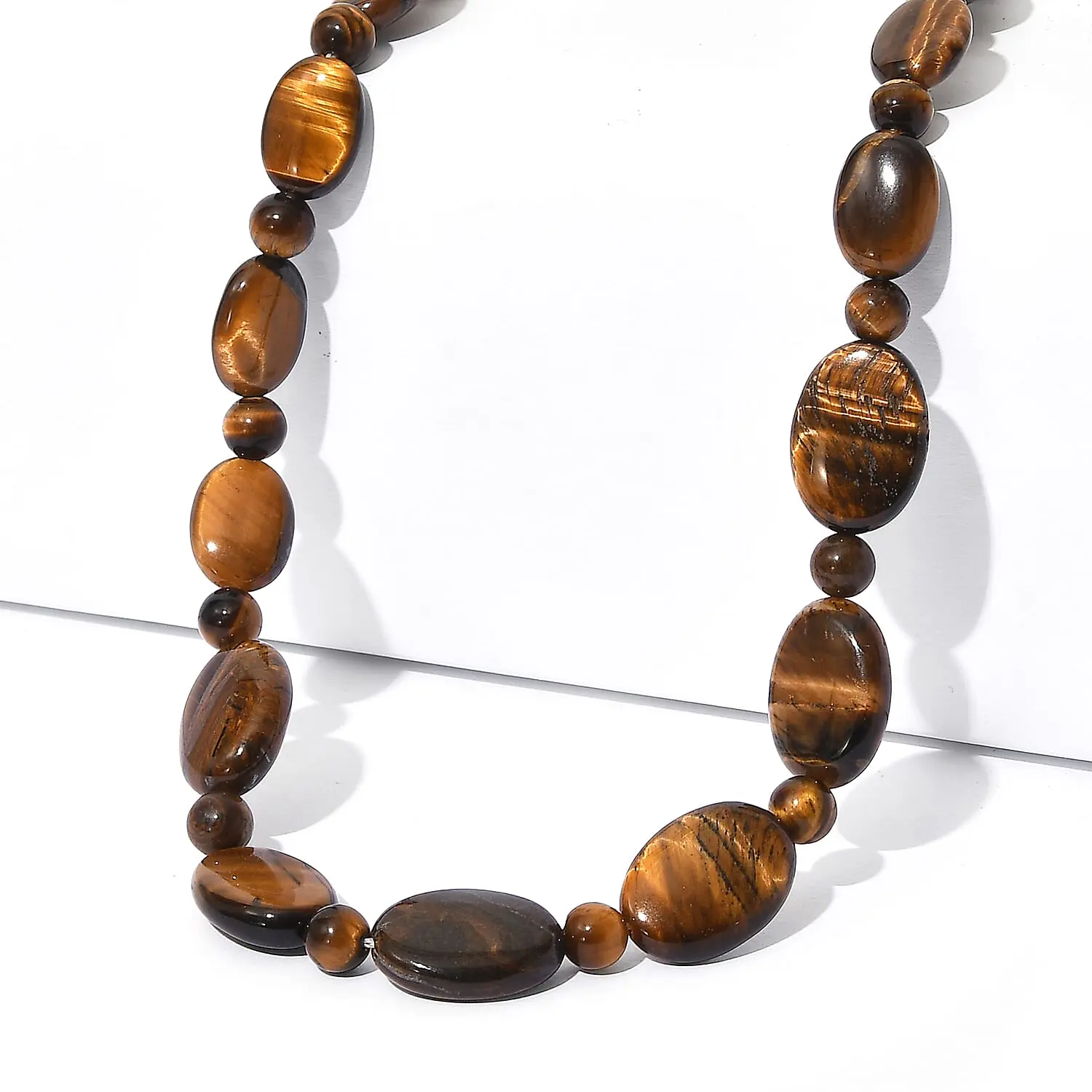 EverTrue Tigers Eye Necklace (18 Inches) in Platinum Bond 210.00 ctw