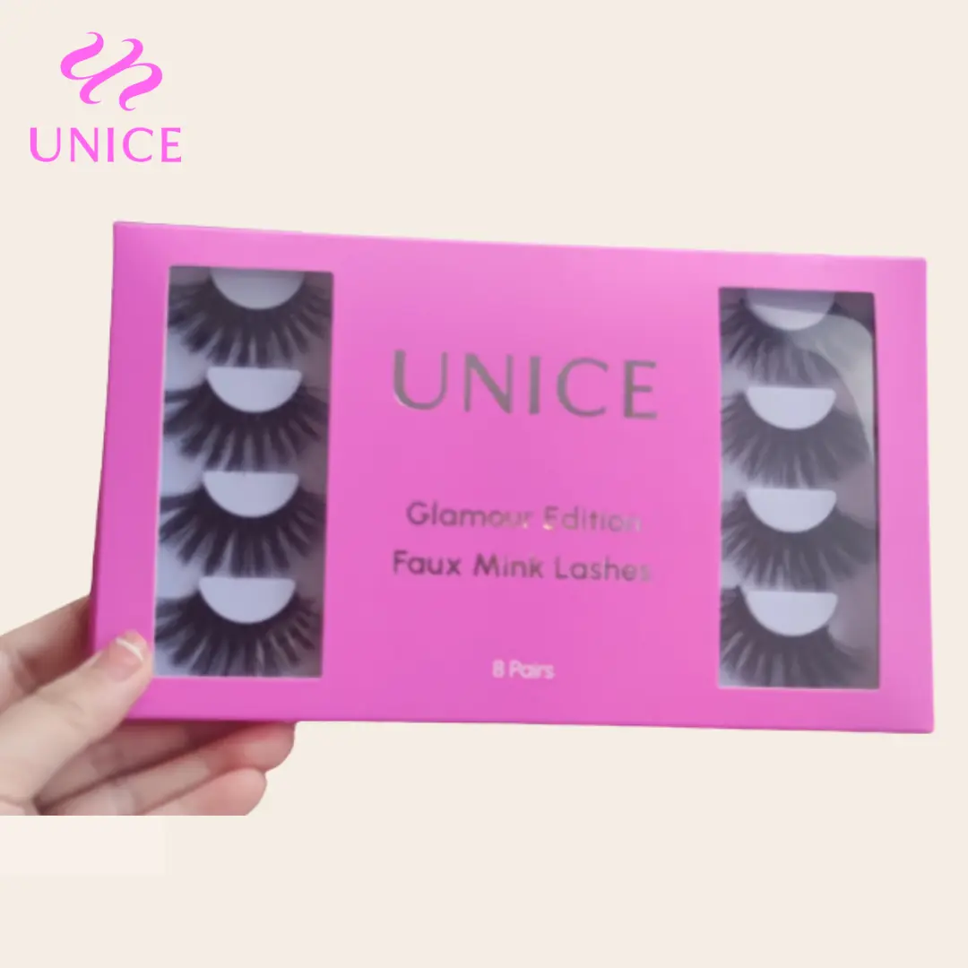 UNice Customized 3D Fake Eyelashes - 8 Pairs for Wigs, Thick, Natural Makeup Cosmetic Lash Extensions