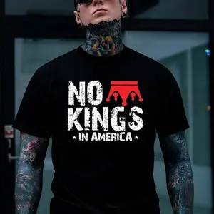 American Declaration of Patriotic Freedom Without a King Crown Pattern Printed T-Shirt