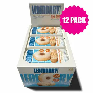 Legendary Foods Vanilla Glazed Protein Donuts - 20g Protein, 5g Net Carbs, 0g Sugar, Gluten-Free, Keto-Friendly, 12 Pack
