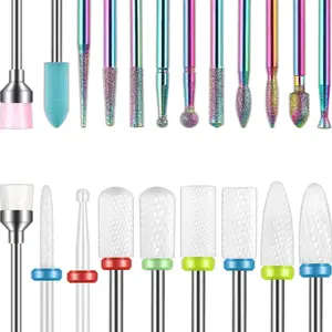 21pcs Nail Drill Bits Sets, 3/32 Inch Cuticle Electric Nail File and Ceramic Acrylic Gel Nail Bit Kit, Acrylic Nail Art Tools, Carbide Remover Bits for Manicure Pedicure, Home Salon
