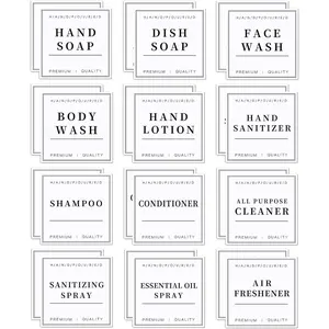 24 count White  Labels for Bottles, Shampoo and Conditioner Dispenser Label Stickers, Bathroom Hand Soap Label Stickers,Removable Cleaning Labels for Glass/Plastic  Bottle