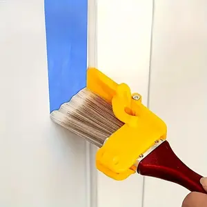 1pc Precision Edging Paint Brush with Color Separation - Durable, Lightweight, Portable with Wooden Handle for Flawless DIY Home Wall & Ceiling Edge Painting, Includes Red & Yellow Brushes for Detailed Decoration