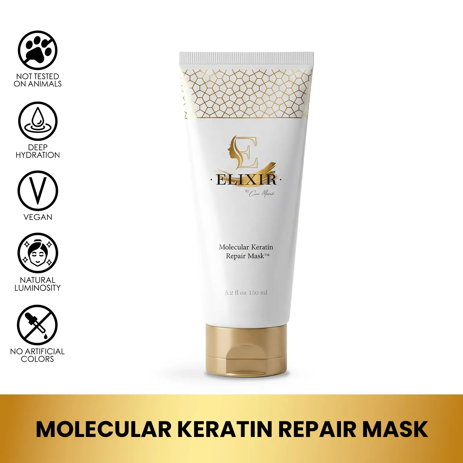 Elixir by Cocó March Keratin Repair Hair Mask, Plant-Based Hair Treatment for Damaged Hair Repair, 5.2 fl oz Conditioner Haircare Conditioner Haircare