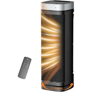 Space Heater, WINHL 17 Inches Electric Heaters for Indoor Use with Thermostat and Remote, 70 ° Oscillation, 12H Timer, 5 Modes, 1500W PTC Ceramic Fast Safety Heat for Office Bedroom Home