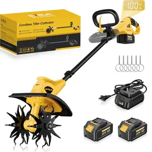 GEVEELIFE 20V Cordless Tiller Cultivator, 2×4.0Ah Battery Powered Rototiller, 12" Tilling Width, 8" Depth, 360RPM Garden Tiller, Electric Tiller for Gardening, Lawn & Soil Cultivation