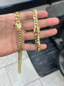 10mm cuban link set gold bonded
