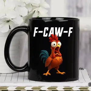 [ Sale Up To 50%] Funny Rooster Meme Mug, F-Caw-F Chicken Humor Mug, Chicken Lover Gift, Funny Coffee Cup