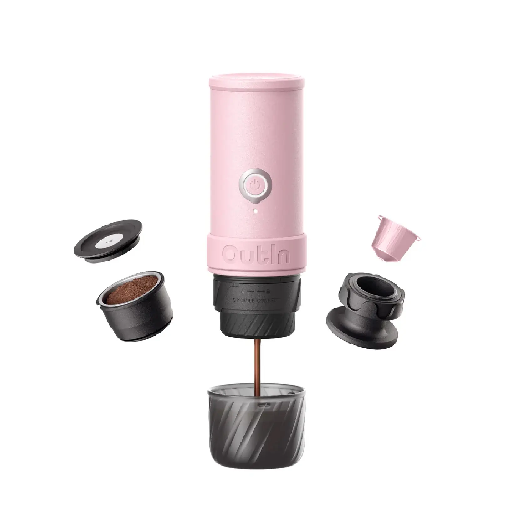 Mino Portable Espresso Machine Rose Clay Self-Heating Professional Espresso Maker, Cappuccino Machine 22-bar Pocket