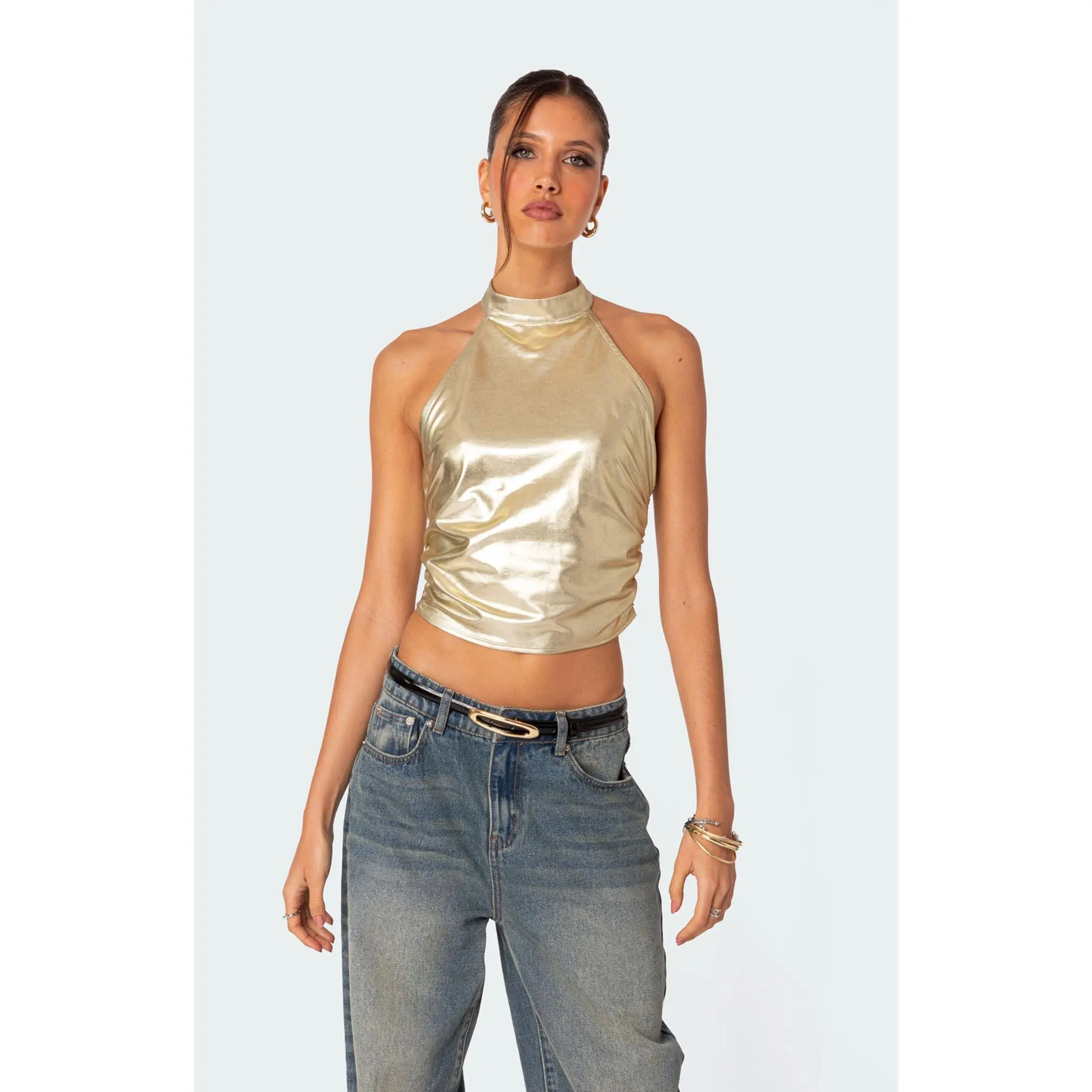 Edikted Women's Karter Metallic Halter Top
