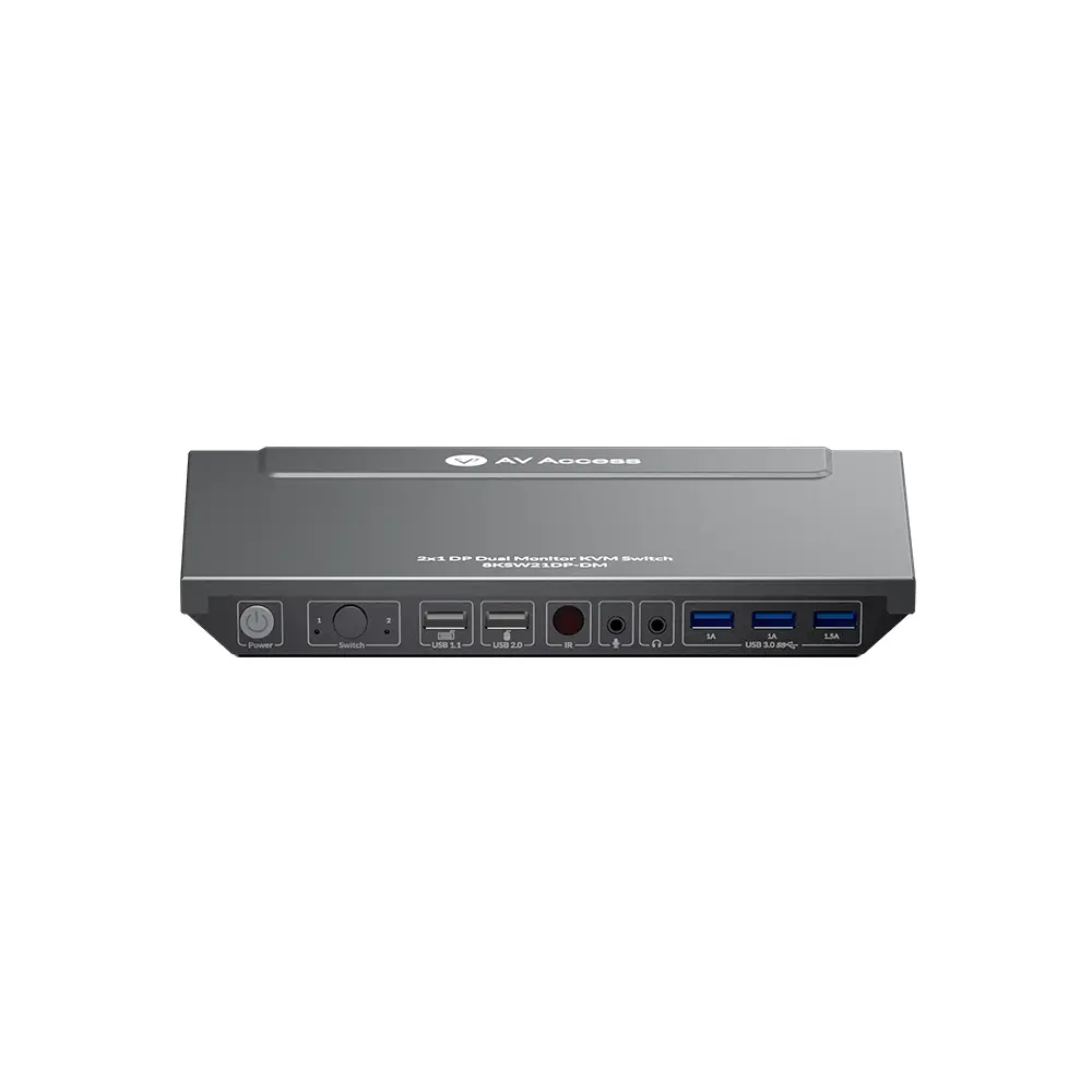 AV Access 8KSW21DP-DM 8K DisplayPort KVM Switch for Two Computers, Supports Dual Monitors & 144hz/165hz/240hz High Refresh Rate Gaming