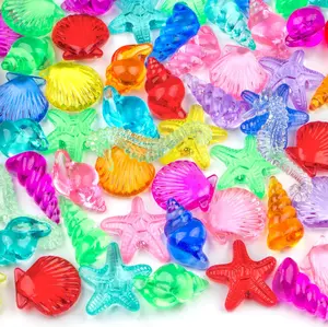 70 Pcs Acrylic Seashells for Crafts – Ocean & Mermaid Sensory Bin Filler, Beach Shell Vase Fillers, Pool Party Decorations, Coastal Craft Supplies (5 Styles)