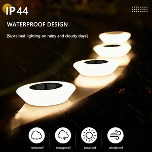 Random Set of Pure White or Warm White, Solar Ground Lights, Upgraded Waterproof Solar Garden Lights, Bright In-Ground Landscape Lighting for Pathway, Yard, Deck, Lawn, Patio (4 Pack)