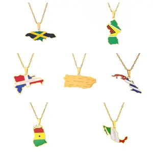 Trendy World Map Flag Necklace 18K Gold Plated| Unisex Streetwear Statement Jewelry,for Men Women Neutral Gift Travel Enthusiast Modern,Holiday Haul Christmas Birthdays Anniversaries Versatile