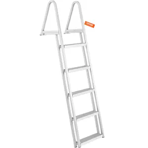 Summervibes VEVOR Removable Dock Ladder 5 Steps, 350 lbs Load Capacity, Pontoon Boat Ladder with 4'' Wide Step Nonslip Design for Ship/Lake/Pool/Marine Boarding