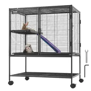 VEVOR 34 Rolling Metal Ferret Cage, Large 2 - Tier Critter Nation Cage, Small Animal Cage with Ramps Tray, Easy to Set up for Pet Rats, Hamster, Guinea Pig, Chinchilla, Squirrel, Hedgehogs, BunnyVEVOR Super Brand Day