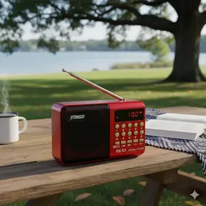 Mini AM FM Radio USB MP3 Player with Bluetooth, High-Fidelity Stereo Sound, Portable Rechargeable Speaker for Outdoor Activities, Music Playback and Card Slot Functionality.