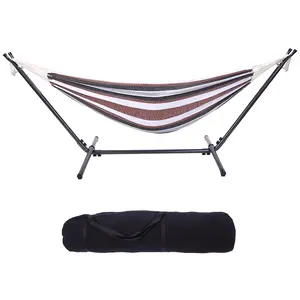 【Summervibes】Heavy Duty 2-Person Double Hammock with Stand, 550 lb Capacity, with Portable Carrying Bag, for Indoor Outdoor Patio Deck Yard Beach