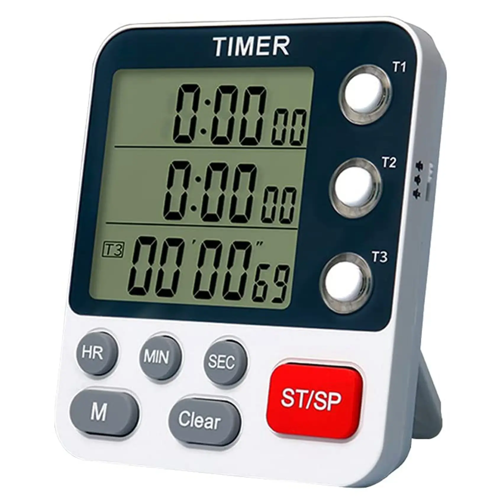 LCD Digital Multifunctional Dual Kitchen Timer for Kids - 3-Channel Count Up/Down Timer with Large Display, Loud Alarm, Flashing Alert, Hanging Design for Cooking, Lcd Digital Timer