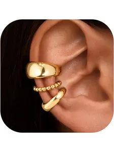 Ear Cuff Non Piercing for Women - Hypoallergenic 14K Gold Plated Cuff Earrings Cubic Zirconia Ear Cuffs for Women Earrings Set