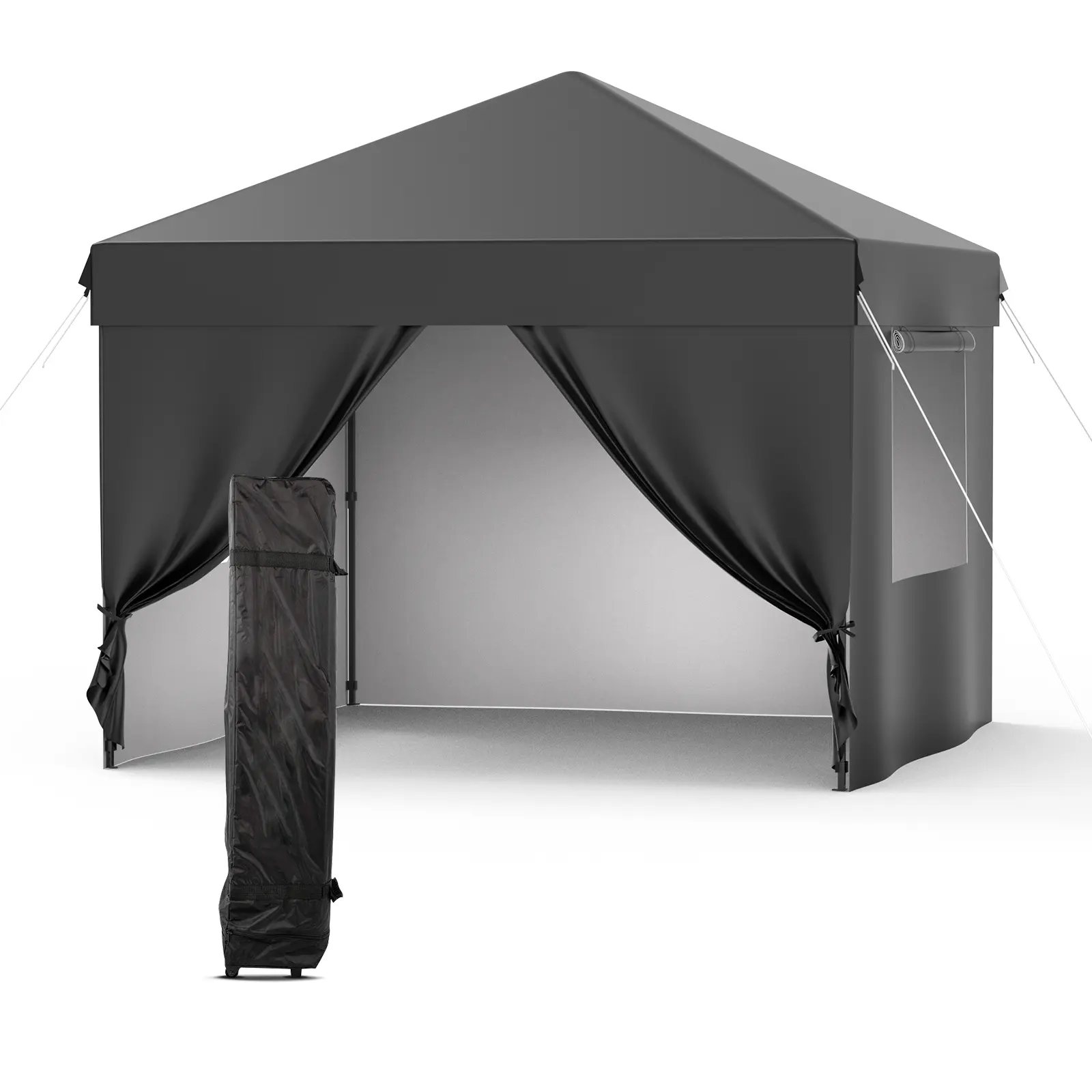 10'x10' Pop Up Canopy Tent with 4 Sidewalls, Waterproof Outdoor Gazebo, Sun Shade Shelter for Parties, Events, Backyard, Camping, Metal Frame, Oxford Fabric