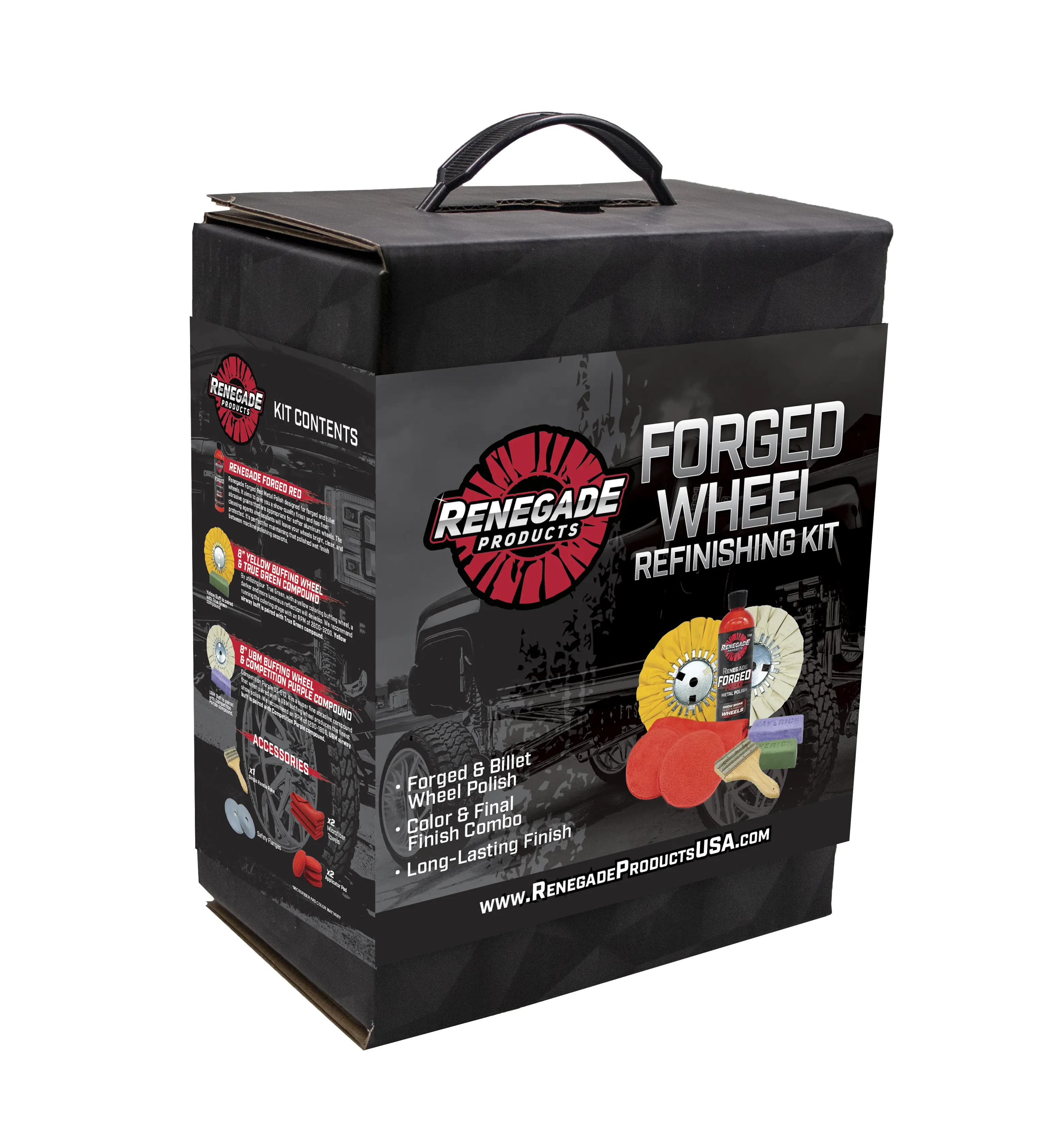 Renegade Products Forged Wheel Refinishing Kit – Full Buffing & Metal Finishing Kit for Billet & Forged Aluminum Wheels Car Paint Waxing Car Detailing Tools
