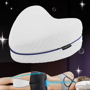 Memory Foam Side Sleeping Pillow, Leg Positioner Pillow with Zipper, Comfortable Leg Support Pillow, Sleeping Pillow for Side, Back & Stomach Sleepers, Supportive Memory Foam