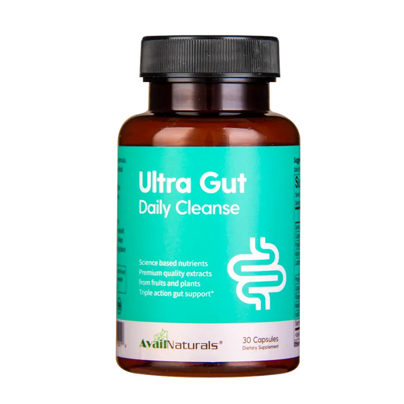 AvailNaturals Ultra Gut Daily Cleanse - 30 Capsules with Senna Leaf & Cassia Seed for Digestive Health & Probiotics Support - 150mg Psyllium Husk Powder & Aloe Vera Extract - Fiber, Healthcare Fitness Supplement Dietary Edible Bathroom Vitamins Optimum