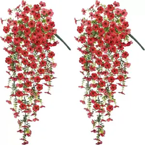 2-Piece UV-Resistant Hanging Flowers, Vibrant Colors, Perfect for Indoor & Outdoor Decor, Ideal for Porch, Window Sill, Festive Occasions
