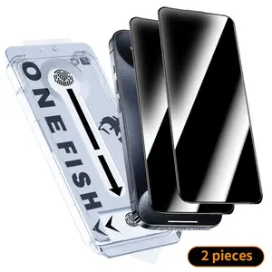 One Fish Screen Protector for iPhone Series - Clear or Anti-Peeping Film, Dust-Free, Anti-Fingerprint Protection, 2 Pack - Smartphone