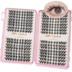 Japanese and Korean style false eyelashes -3D natural effect, easy to wear, reusable, instantly magnifying eyes, segmented design supports DIY styling, creating book eyelashes with big eye makeup effect, Fluffy Eyelashes Cluster