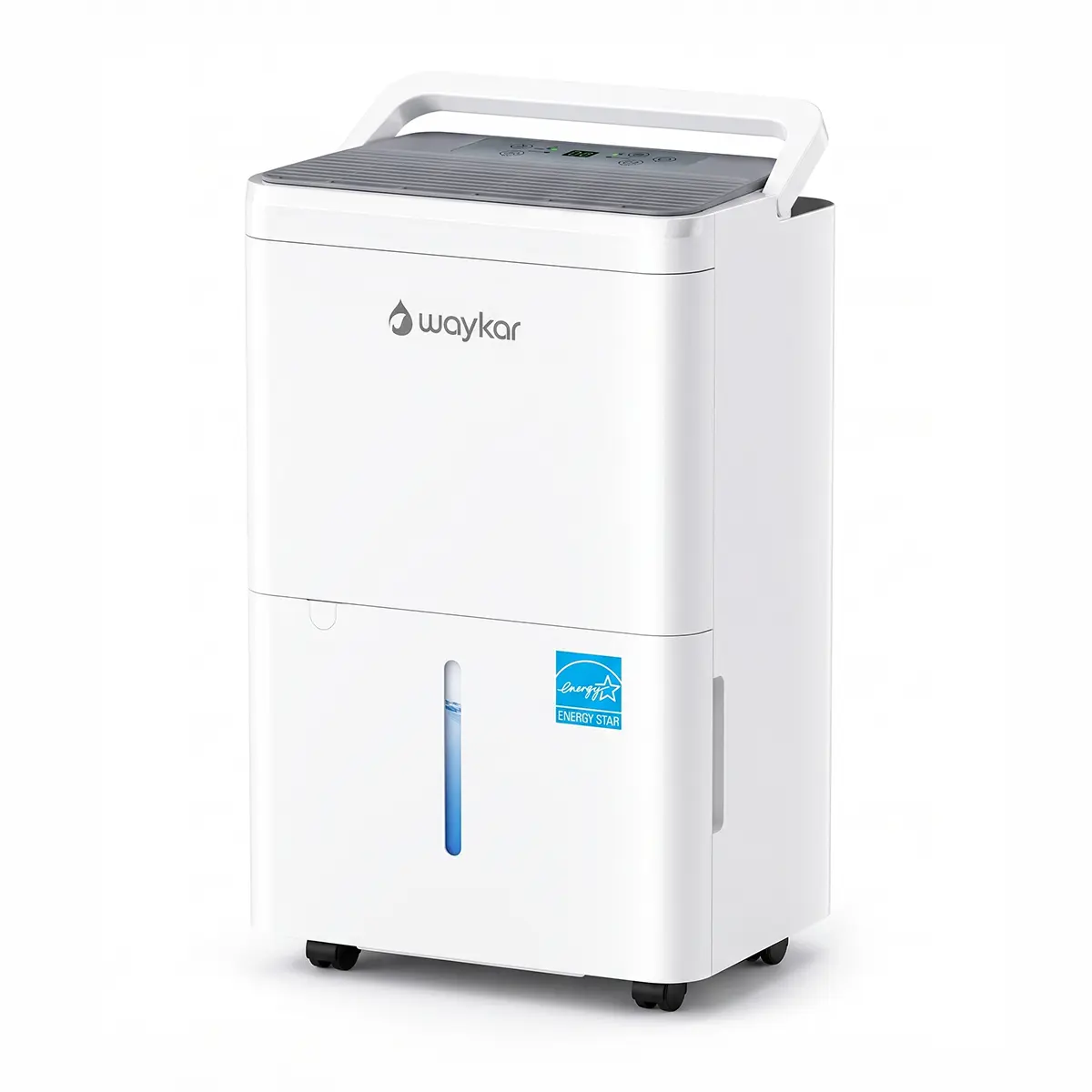 Waykar Quiet Operation Dehumidifiers - 35dB 30-Pint ENERGY STAR Unit, Smart Humidity Control, Portable, 3.3-Ft Quiet Drainage Hose, Auto Defrost, Washable Filter for 2000 Sq. Ft. Bedroom, Basement