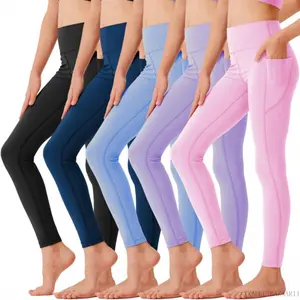 5 Pack Girls' Athletic Leggings with Pockets, Ankle Length Yoga Pants for School Kids Outfits ClothesXXALUE BAZAAR11