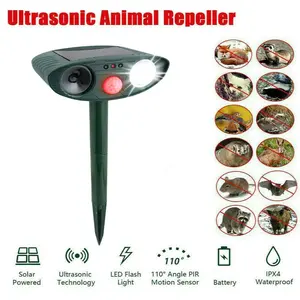 AkiHalo 2024 Ultrasonic Solar Animal Repellent, Cat Repellent Outdoor, Rat, Squirrel, Deer, Raccoon, Skunk, Rabbit, Mole, Dog, Cat, Waterproof With Motion Detector Solar Repellent Weasels, Squirrels, Birds, Deer, Rabbits, Foxes, Motion With PIR Sensor