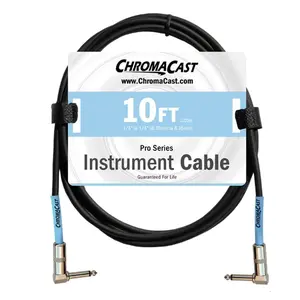 ChromaCast Pro Series Instrument Cable, Angle - Angle, Daphne Blue, 10 foot | USA Lifetime Guarantee