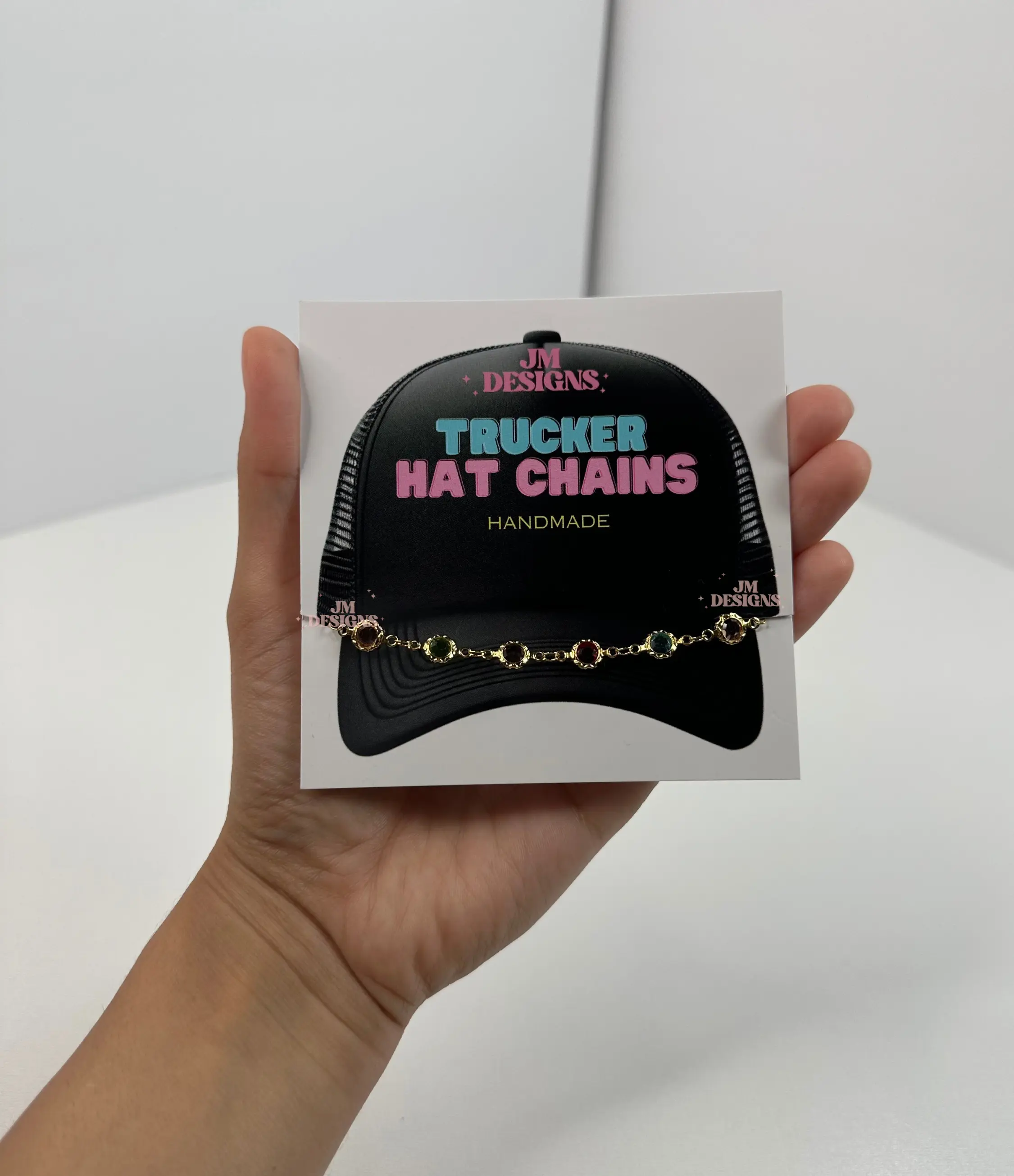 Trucker Hat Chains| Colorful Crystals Hat Chain| hat accessories| trendy chains| Cowboy Hat| Hat Necklace