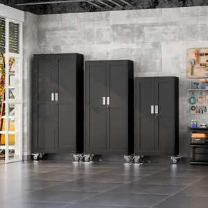 Metal Garage Storage Cabinet with Lock,Lockable File Cabinet with Wheels,75.3" 71.2"  61" Three types  Lockable File Cabinet with Wheels, Steel Tool Cabinet with 2 Door and 3 Adjustable Shelves, Rolling Cabinet for Home Office Garage Gym