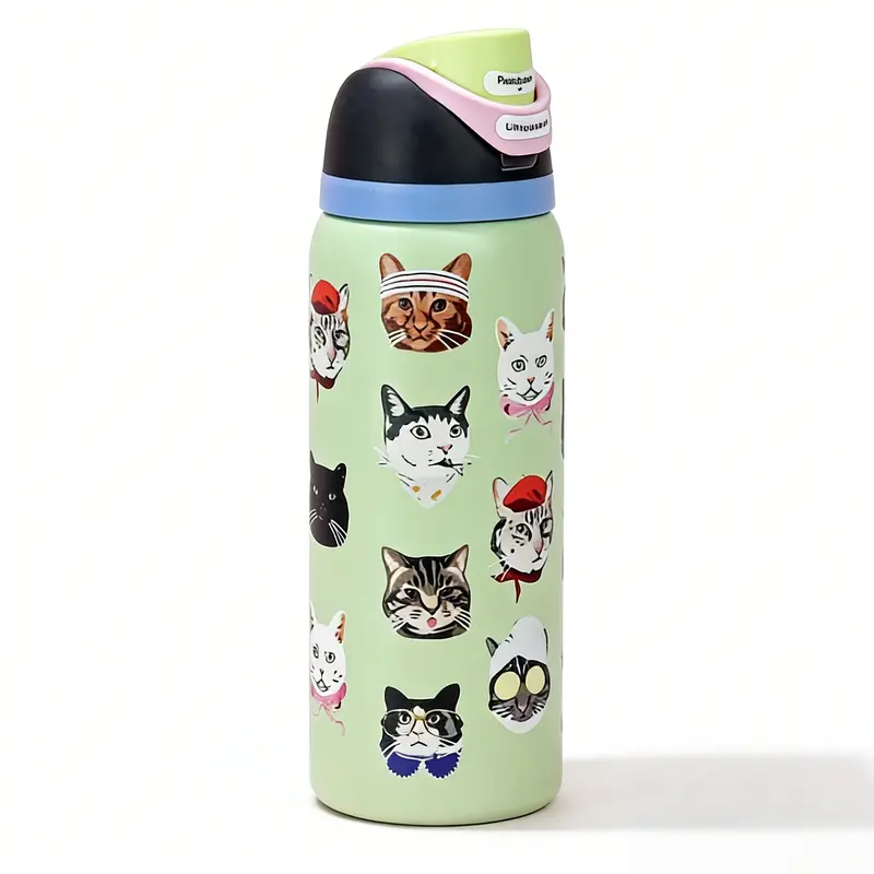 Owala 32oz Cute Cat Print Insulated Water Bottle - Perfect for Cat Lovers' Daily Commute & School Use elegant gift childrens