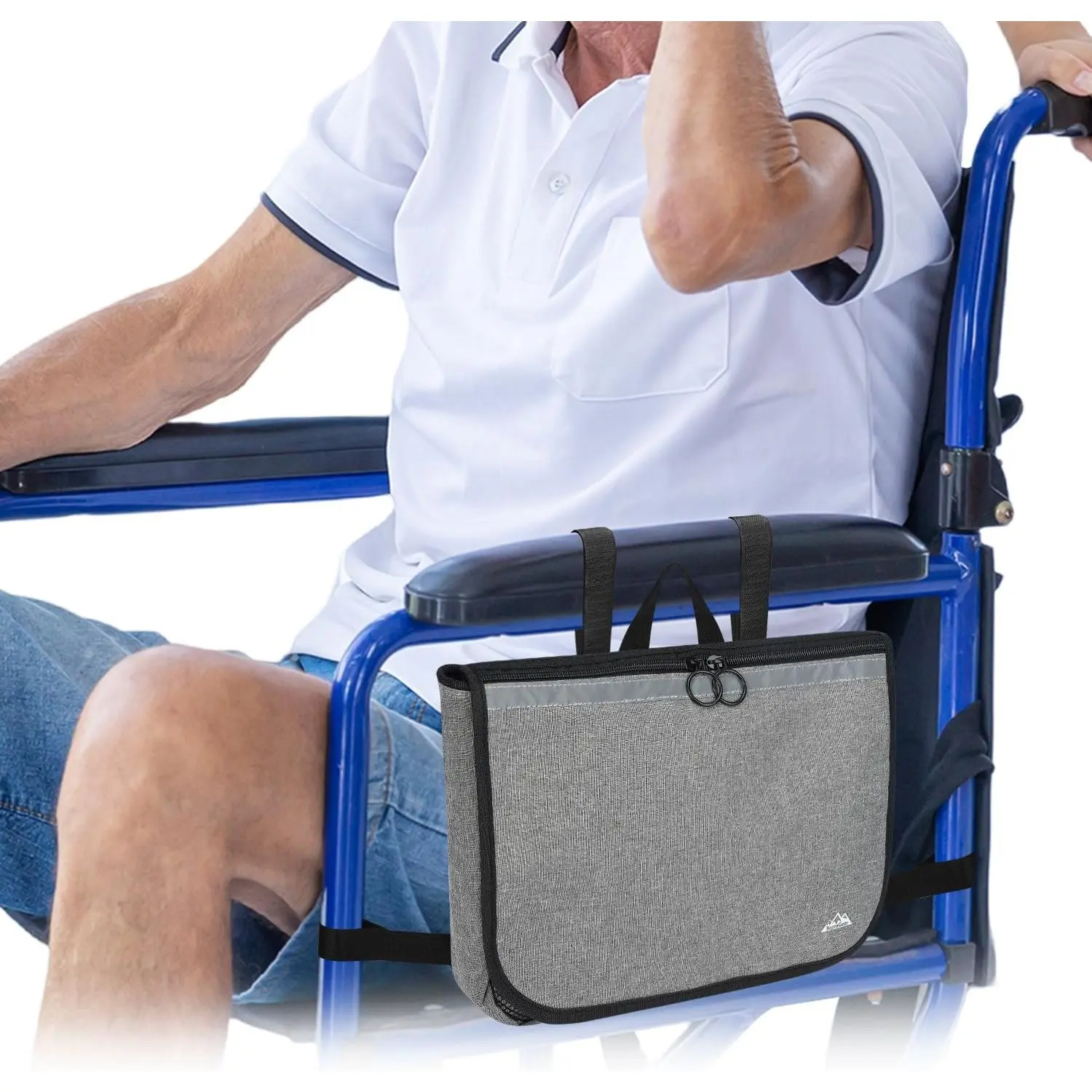 Side Bag, Multifunctional Side Storage Pouch for Rollator, Walkers, Power Wheelchairs and  Scooters  Armrest Bag for  Seniors Adults Portable Travel Tote
